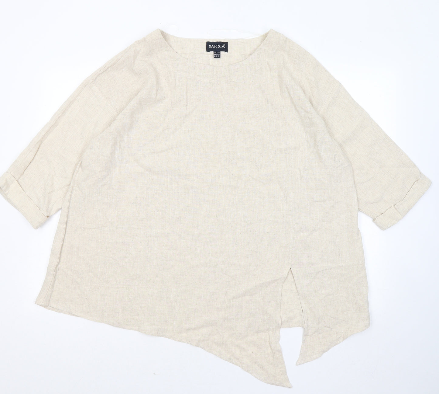 Saloos Womens Beige Round Neck Polyester Pullover Jumper Size 16