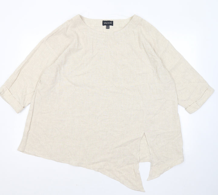 Saloos Womens Beige Round Neck Polyester Pullover Jumper Size 16