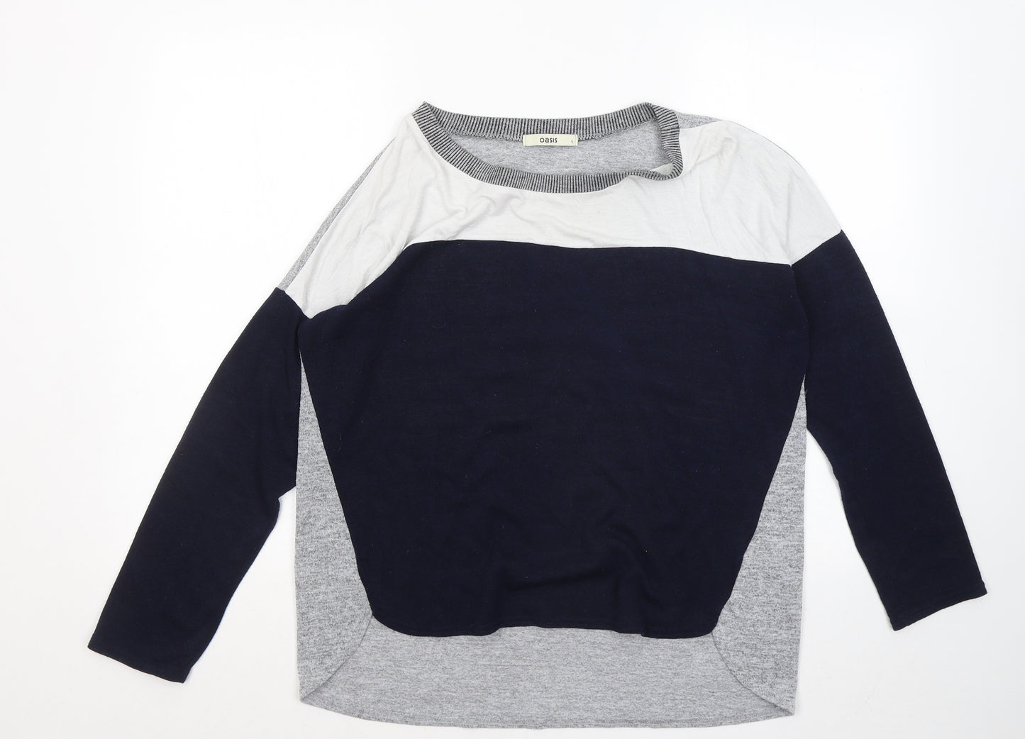 Oasis Womens Multicoloured Round Neck Polyester Pullover Jumper Size L