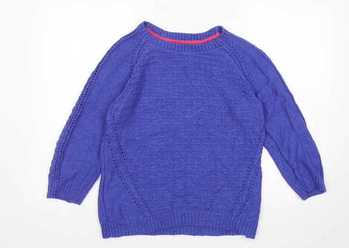 Marks & Spencer Womens Blue Round Neck Acrylic Pullover Jumper Size 16