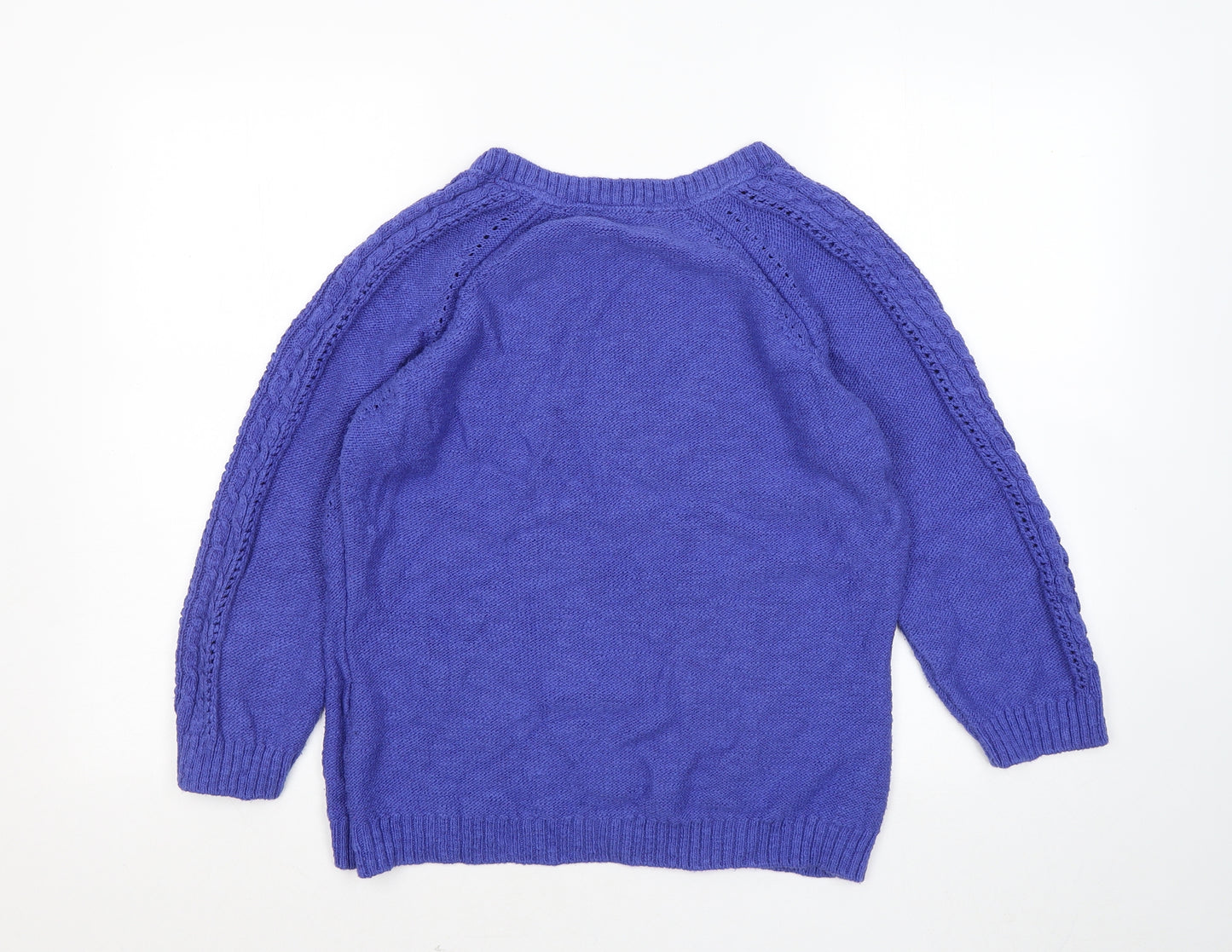 Marks and Spencer Womens Blue Round Neck Acrylic Pullover Jumper Size 16