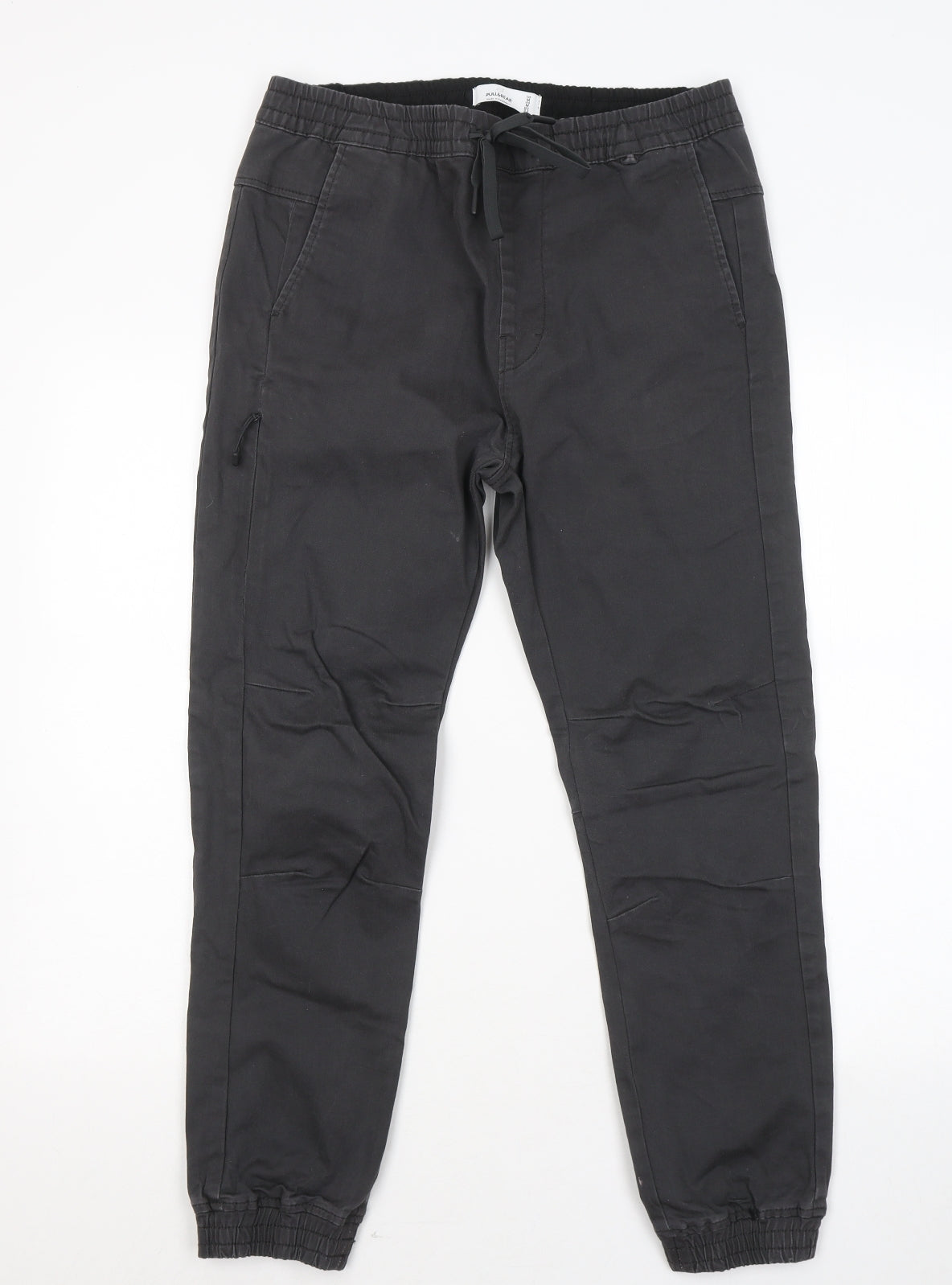 Pull&Bear Mens Grey Cotton Jogger Trousers Size 32 in L26 in Regular