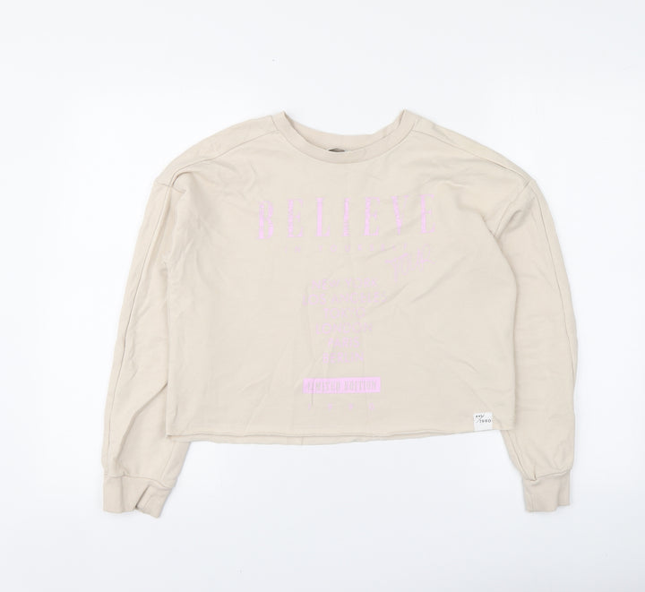 George Girls Beige Cotton Pullover Sweatshirt Size 11-12 Years