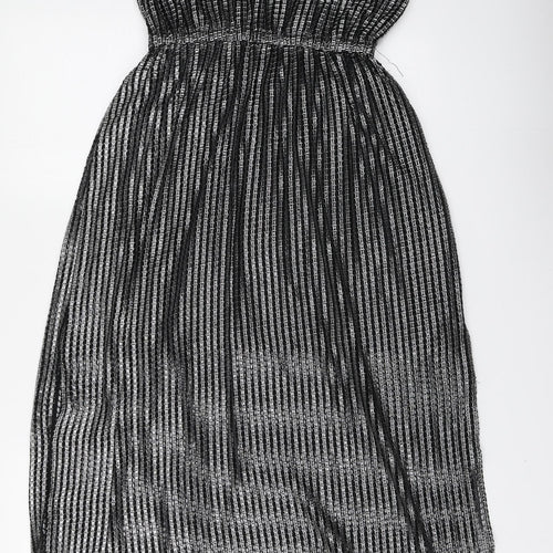 River Island Womens Silver Polyester Maxi Size 10 Round Neck