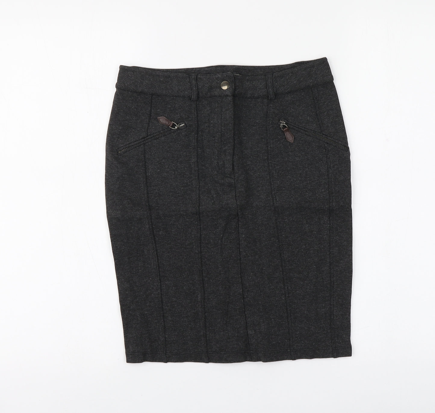 Zara Womens Grey Polyester A-Line Skirt Size M