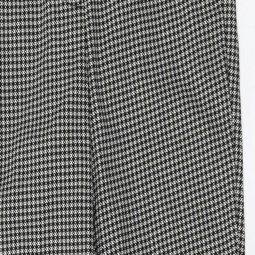 Marks and Spencer Womens Grey Geometric Cotton Chino Trousers Size 8 L25 in Regular