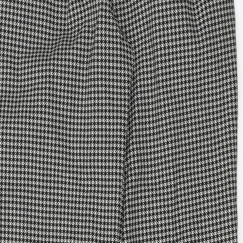 Marks and Spencer Womens Grey Geometric Cotton Chino Trousers Size 8 L25 in Regular