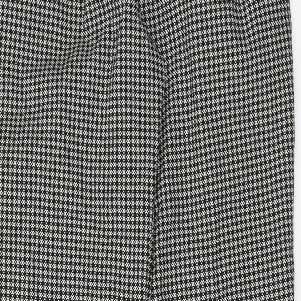 Marks and Spencer Womens Grey Geometric Cotton Chino Trousers Size 8 L25 in Regular