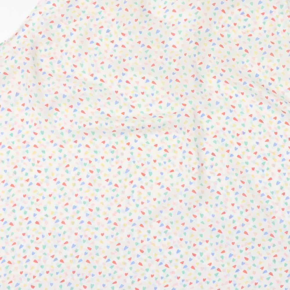 George Womens White Geometric Polyester Basic Blouse Size 24 V-Neck