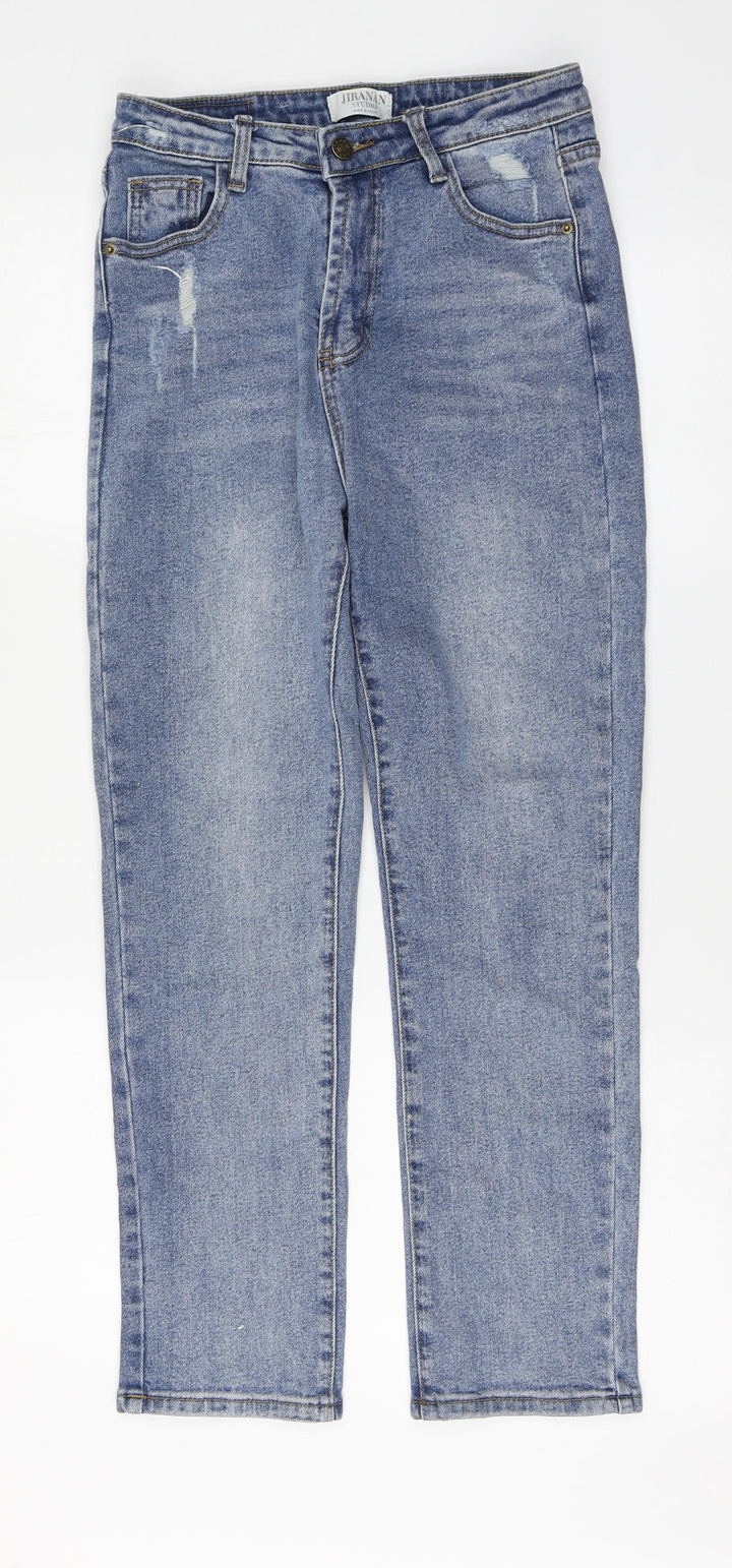 Jiranan Studio Womens Blue Cotton Straight Jeans Size L L26 in Regular