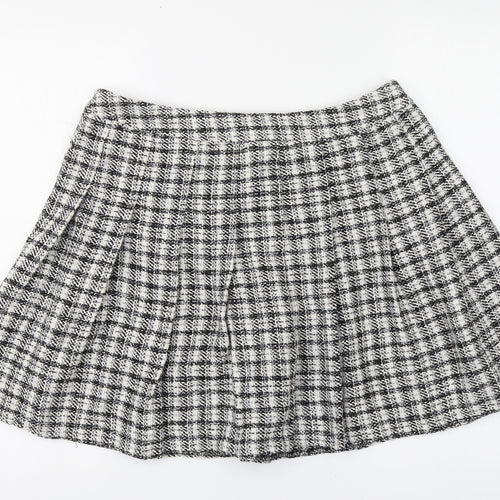 New Look Womens Black Houndstooth Polyester Skater Skirt Size 14