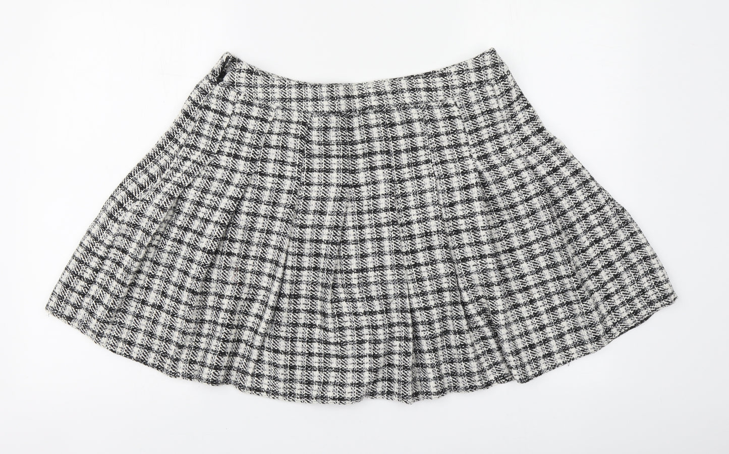 New Look Womens Black Houndstooth Polyester Skater Skirt Size 14