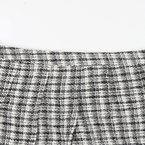 New Look Womens Black Houndstooth Polyester Skater Skirt Size 14