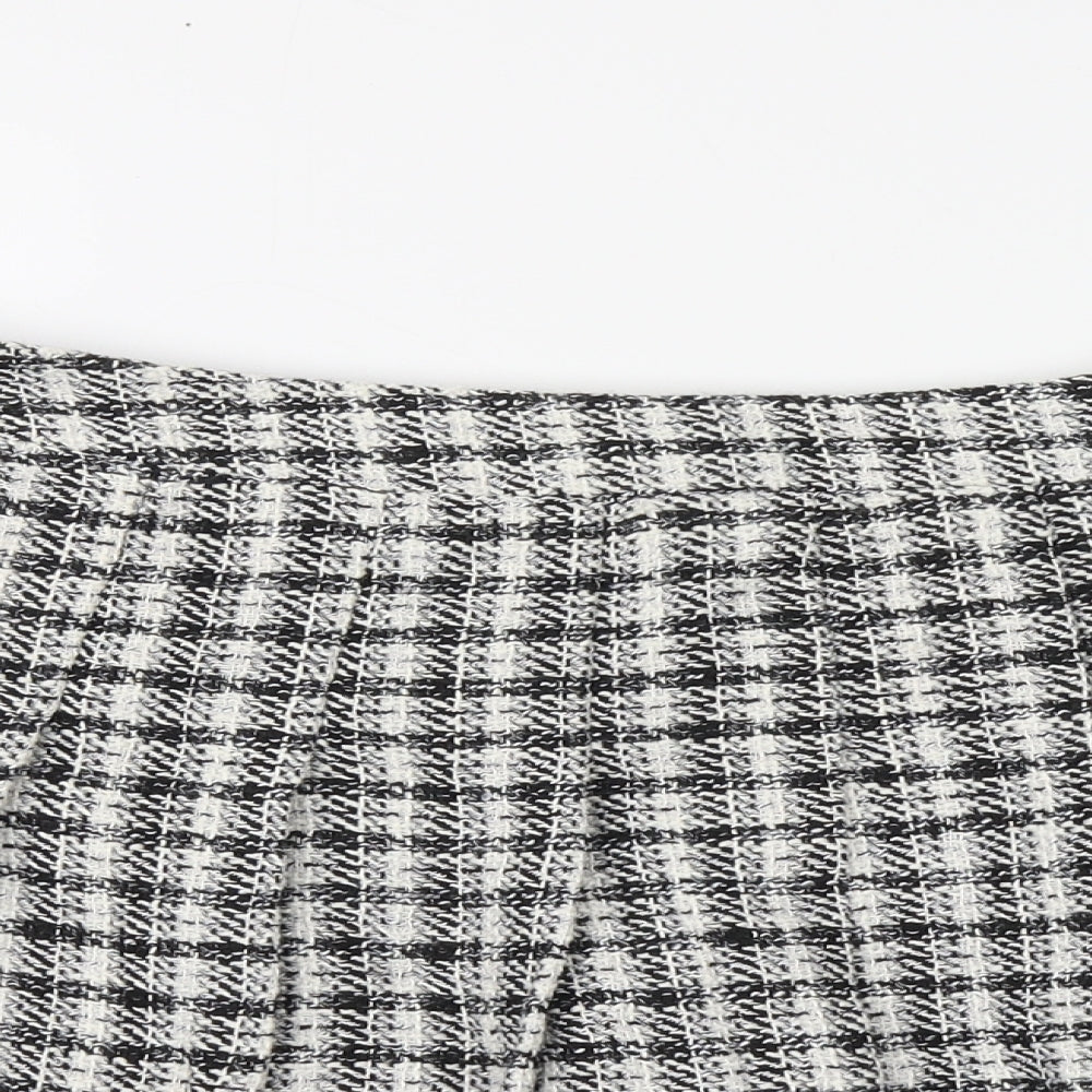New Look Womens Black Houndstooth Polyester Skater Skirt Size 14