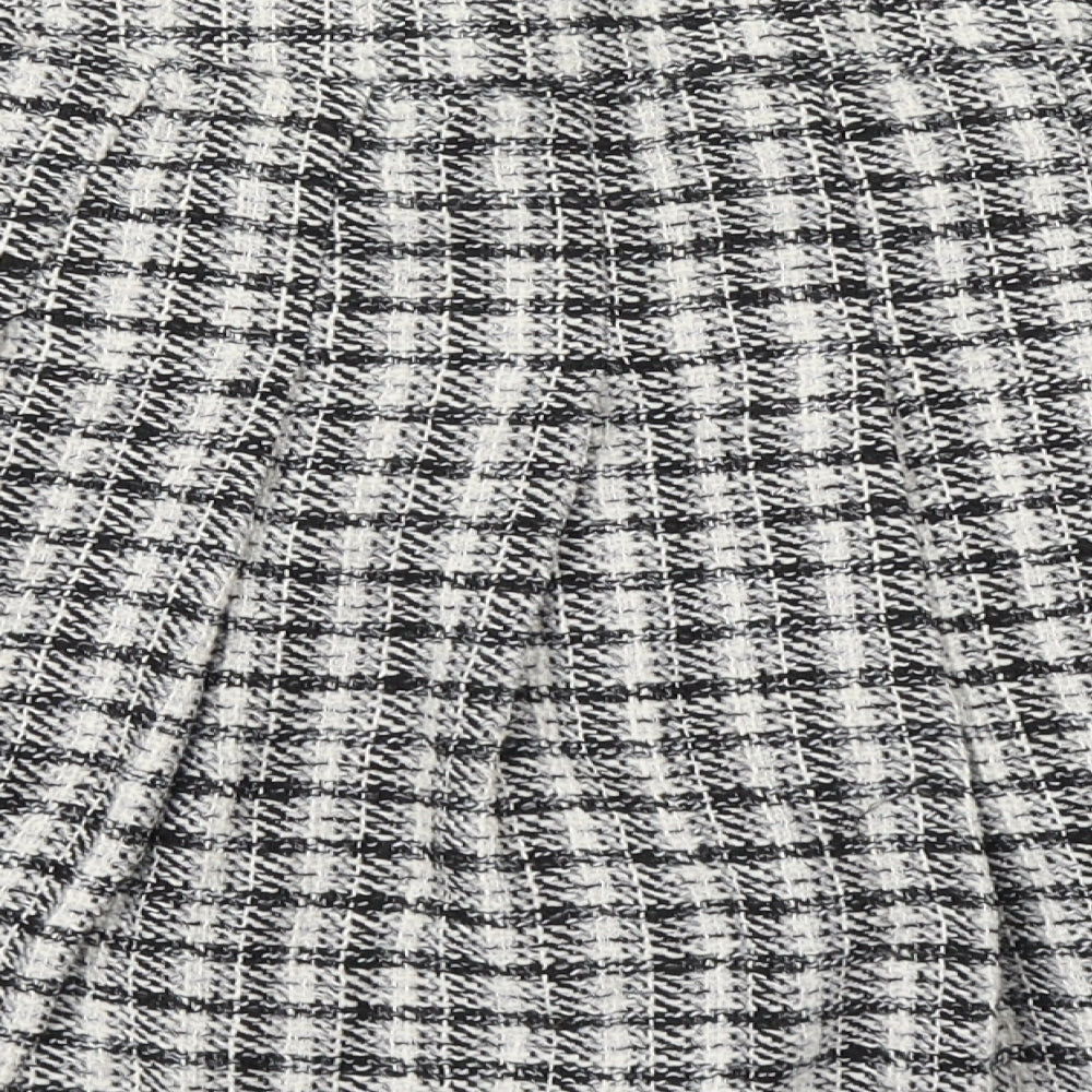 New Look Womens Black Houndstooth Polyester Skater Skirt Size 14