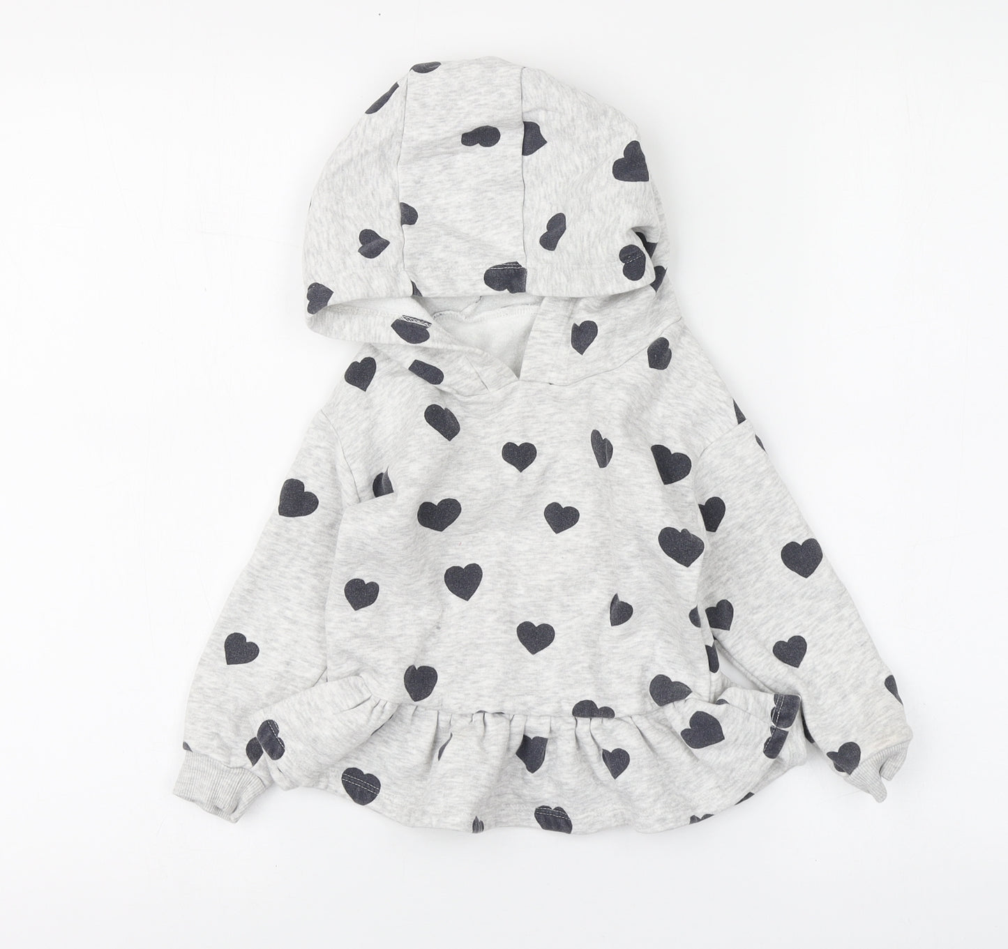George Girls Grey Geometric Cotton Pullover Hoodie Size 3-4 Years
