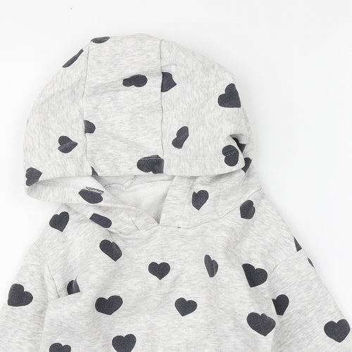George Girls Grey Geometric Cotton Pullover Hoodie Size 3-4 Years