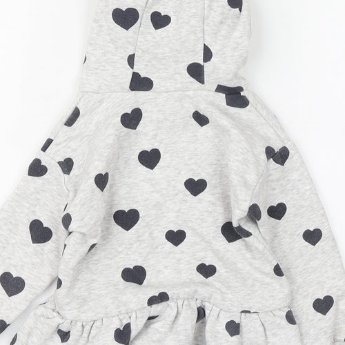 George Girls Grey Geometric Cotton Pullover Hoodie Size 3-4 Years