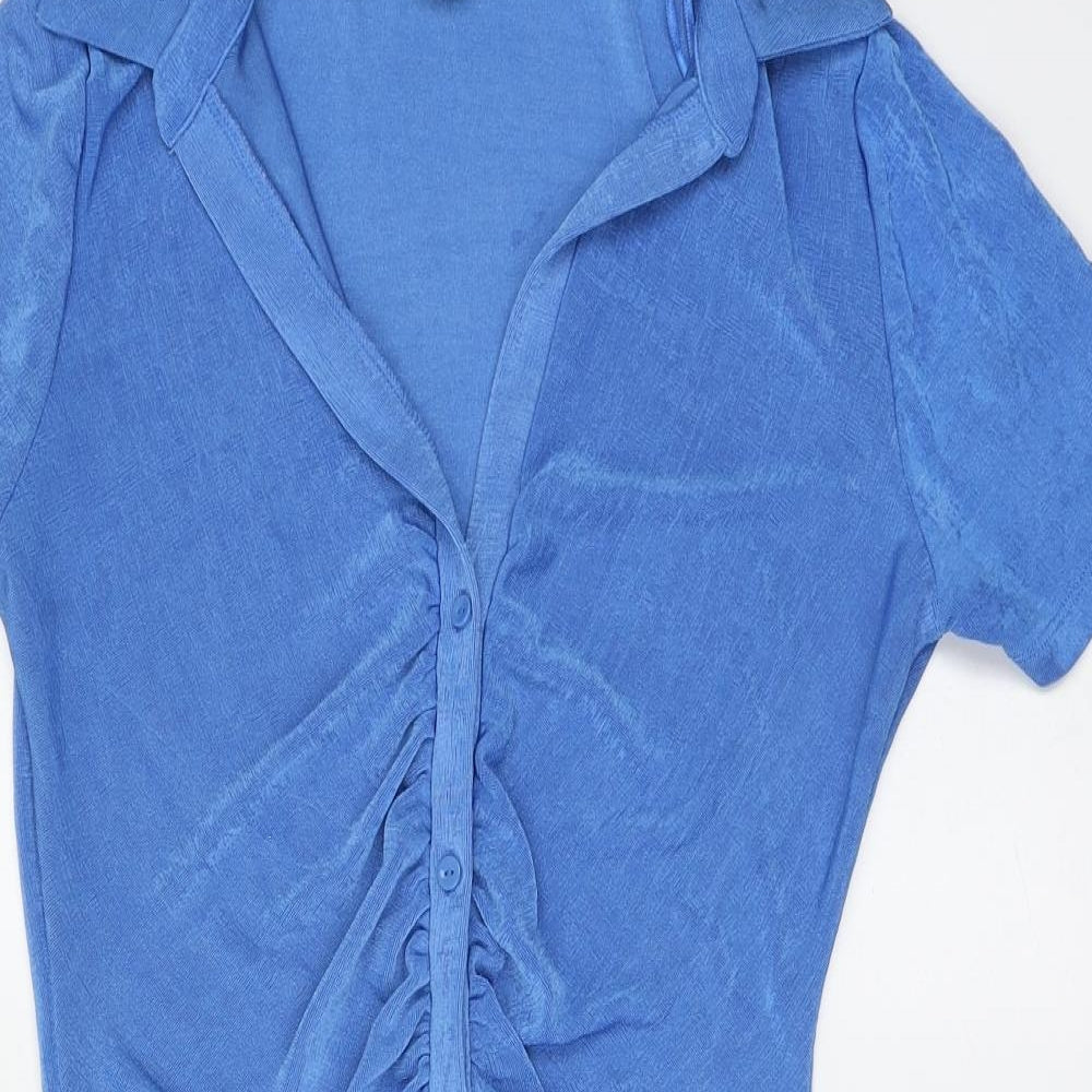 Primark Womens Blue Polyester A-Line Size 14 V-Neck