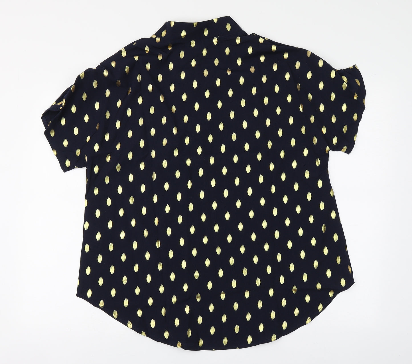 SheIn Womens Blue Geometric Polyester Basic Blouse Size XL V-Neck