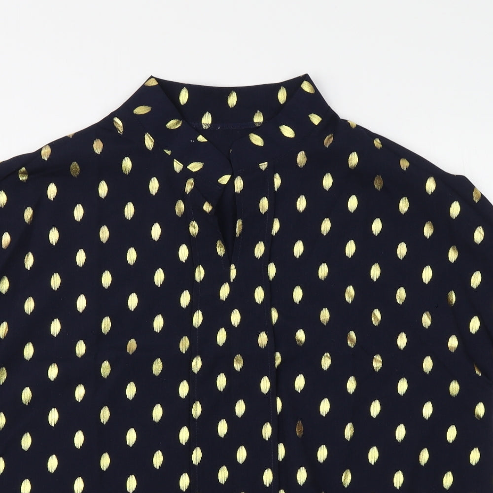 SheIn Womens Blue Geometric Polyester Basic Blouse Size XL V-Neck