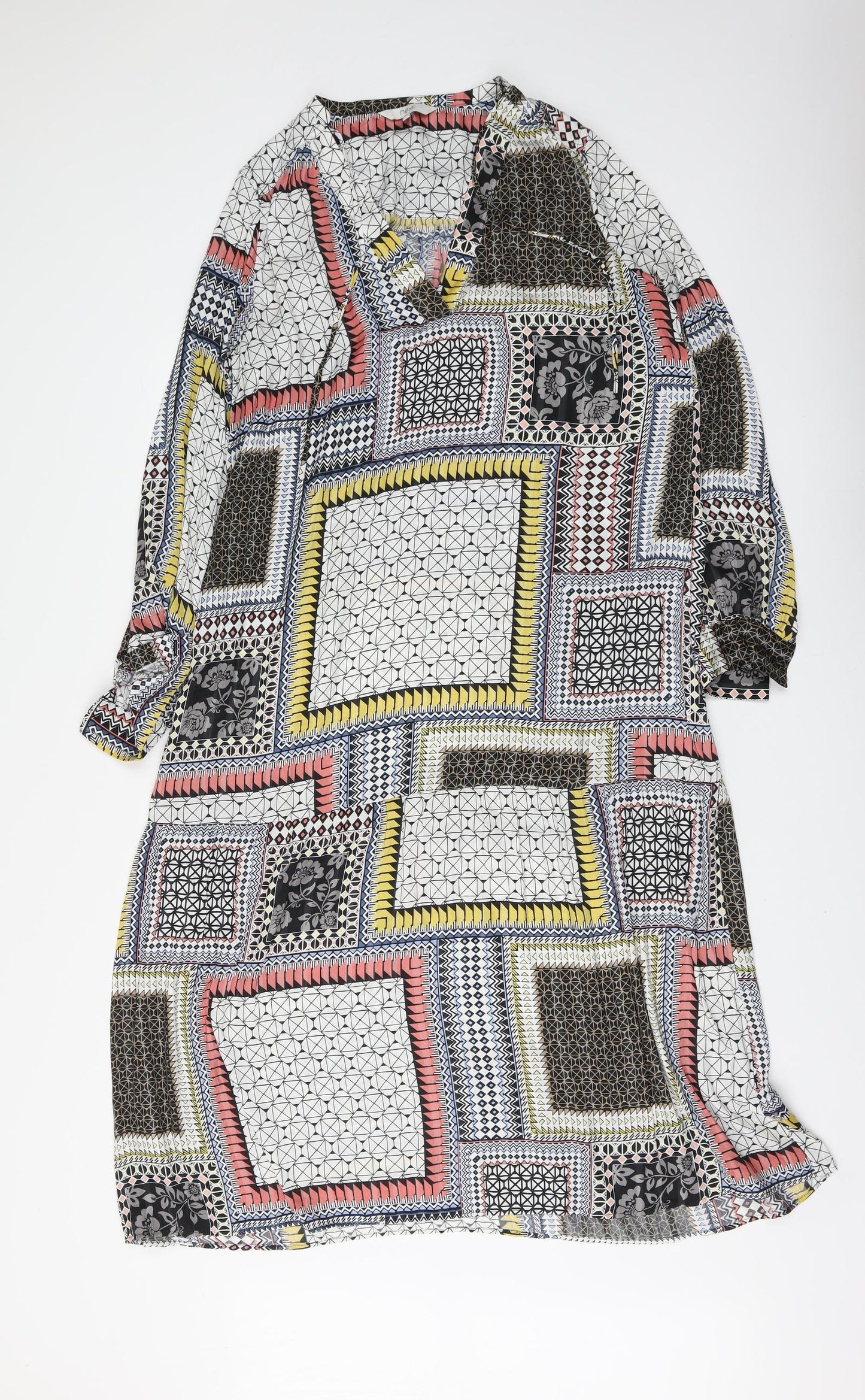 NEXT Womens Multicoloured Geometric Polyester Maxi Size 12 V-Neck