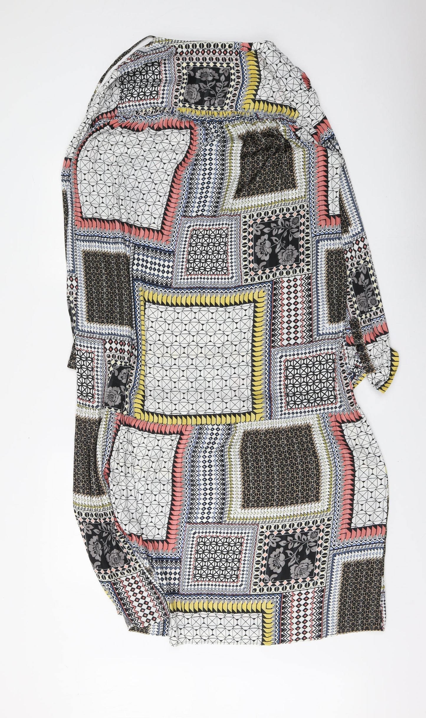 NEXT Womens Multicoloured Geometric Polyester Maxi Size 12 V-Neck