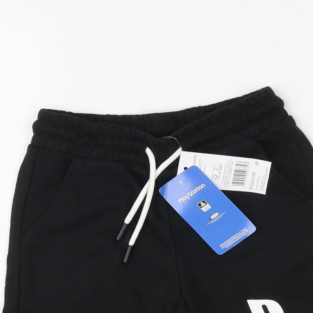 PlayStation Boys Black Cotton Sweat Shorts Size 5-6 Years Regular