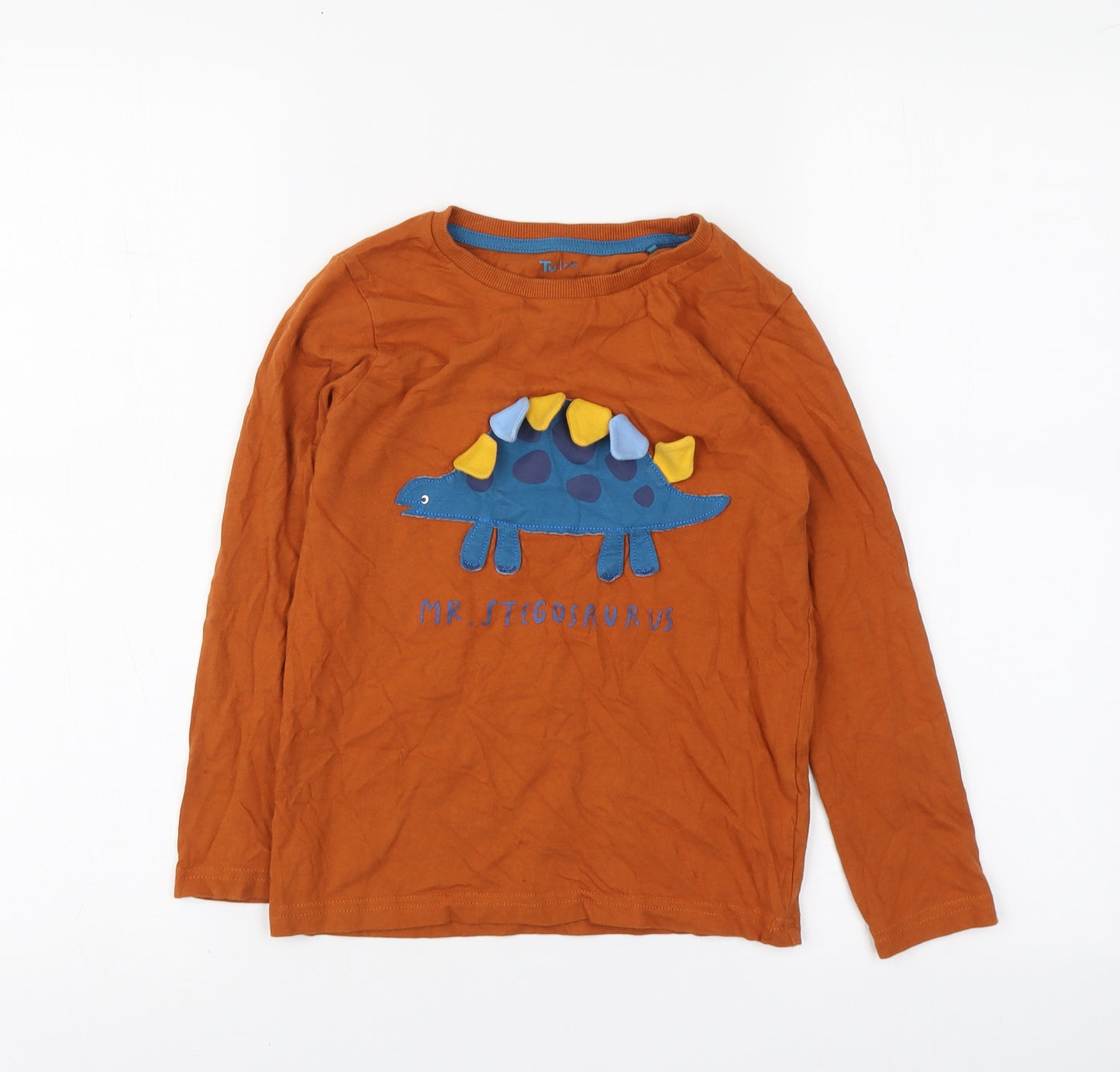 TU Boys Brown Cotton Basic T-Shirt Size 6-7 Years Round Neck