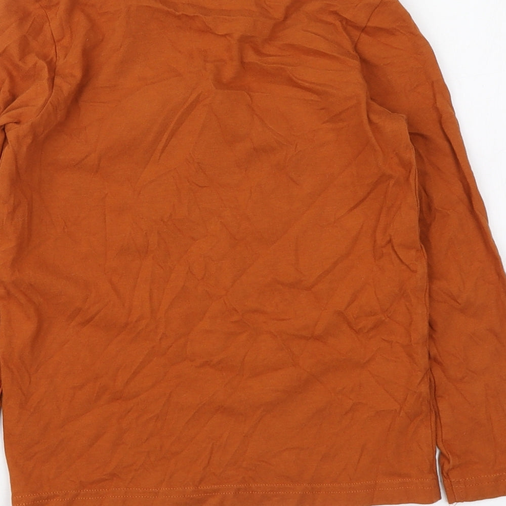TU Boys Brown Cotton Basic T-Shirt Size 6-7 Years Round Neck