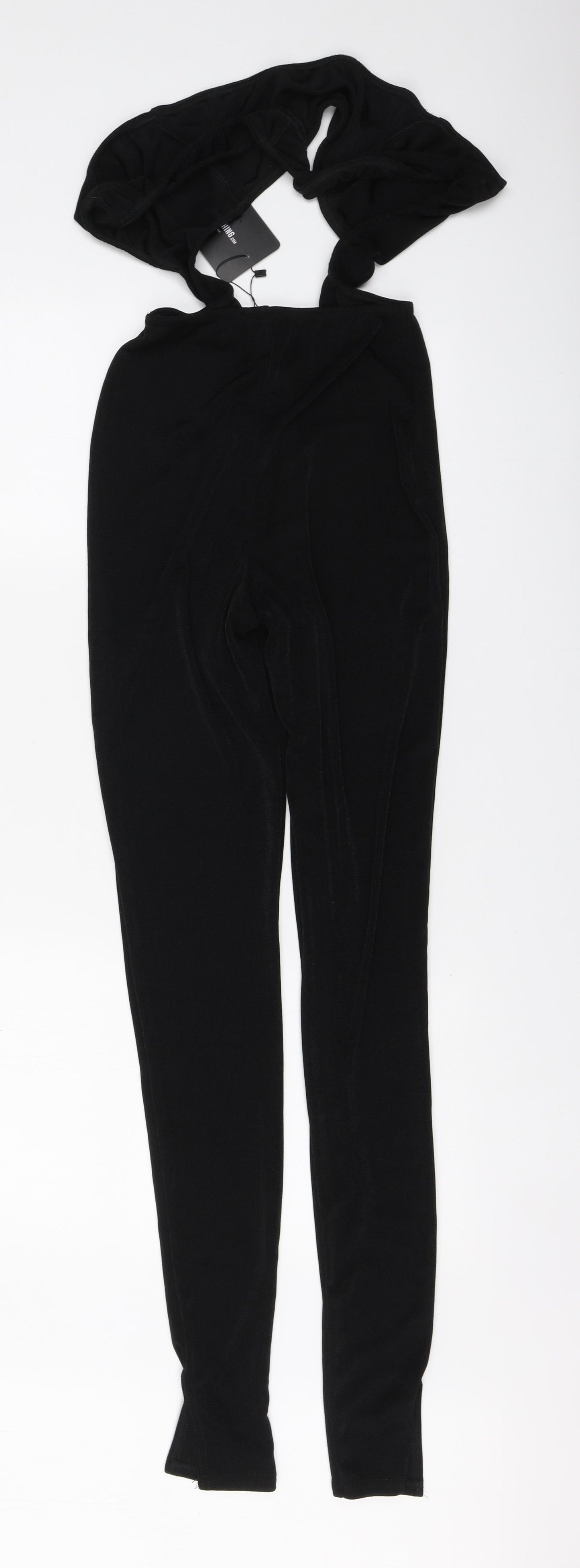 PRETTYLITTLETHING Womens Black Polyester Jumpsuit One-Piece Size 8 L31 in