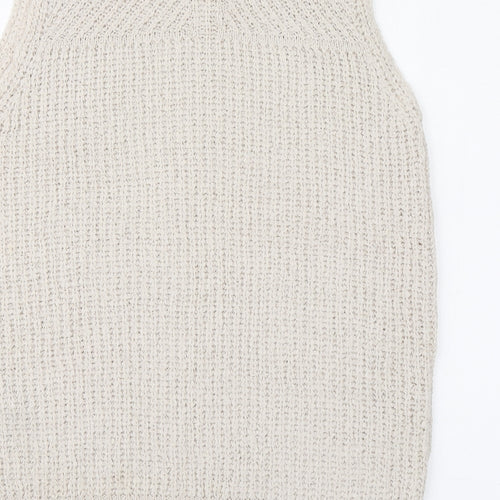 Indigo Womens Beige Round Neck Acrylic Vest Jumper Size S