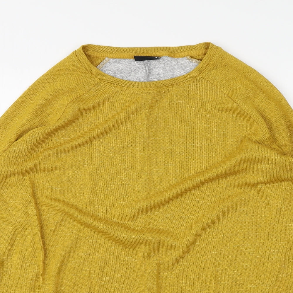VILA Womens Yellow Round Neck Polyester Pullover Jumper Size M