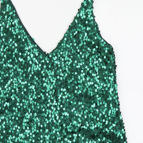 NEXT Womens Green Polyester Basic Blouse Size 12 Collared
