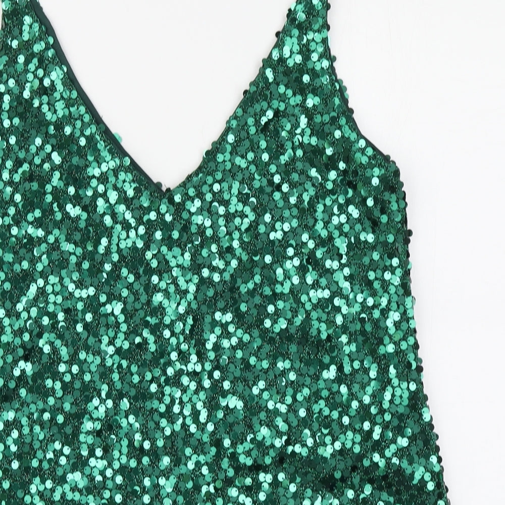NEXT Womens Green Polyester Basic Blouse Size 12 Collared