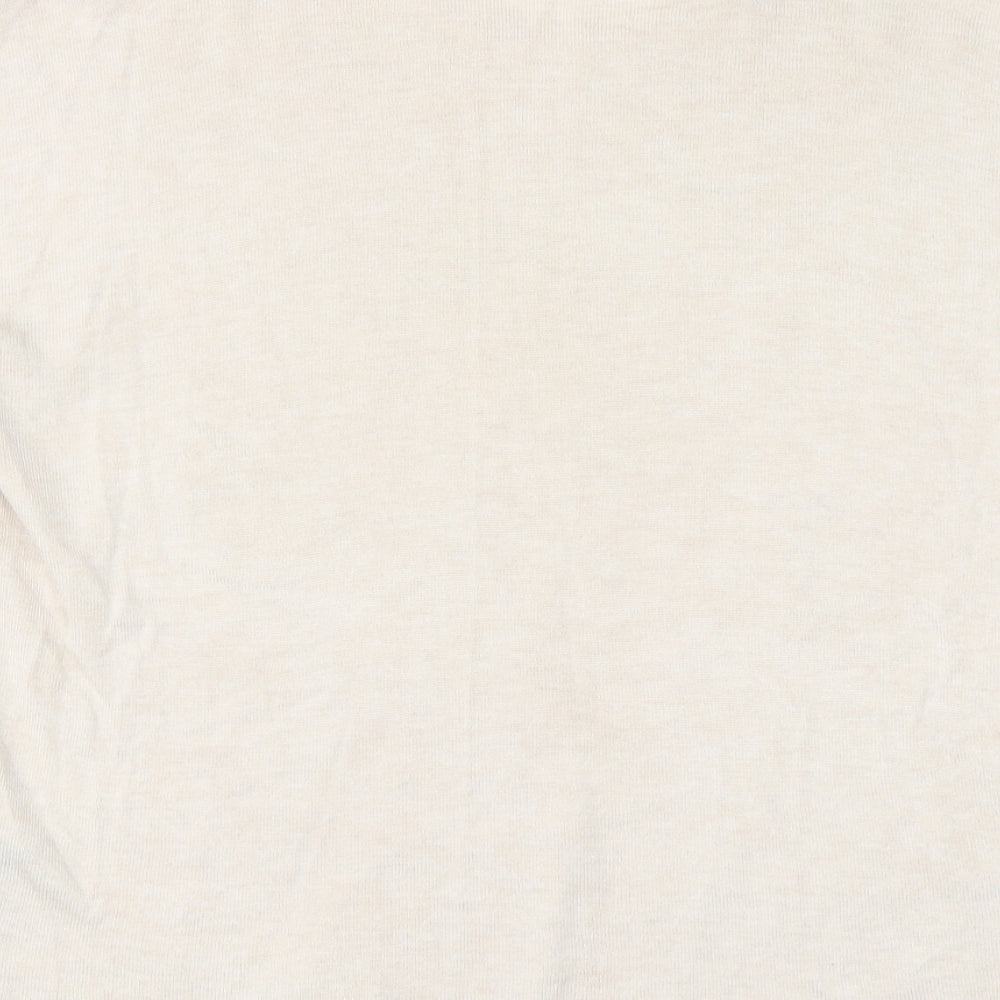 Warehouse Womens Beige Viscose Basic Blouse Size 10 Round Neck