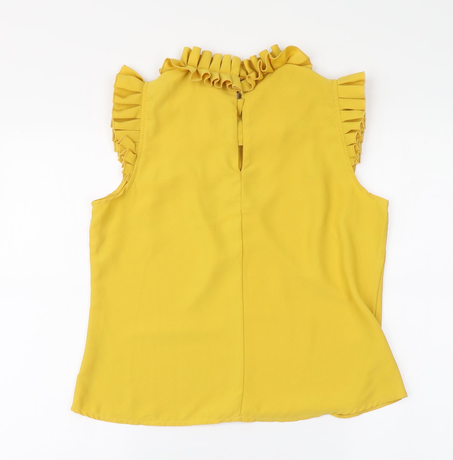 Adlib Womens Yellow Polyester Basic Blouse Size 12 High Neck