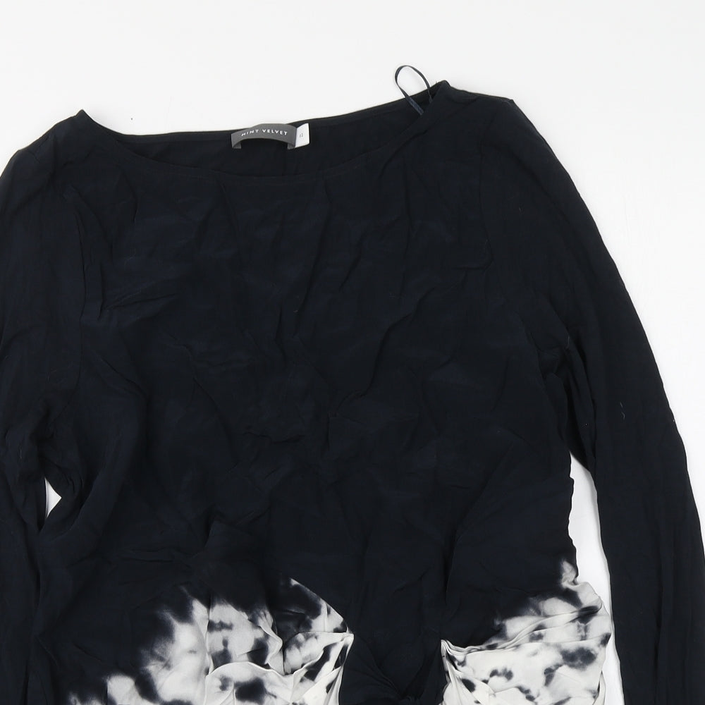 Mint Velvet Womens Blue Viscose Basic Blouse Size 12 Round Neck