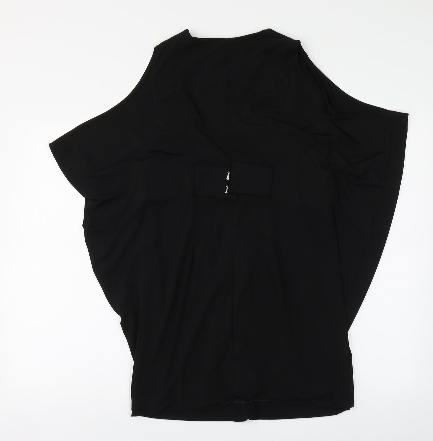 South Womens Black Polyester Basic Blouse Size 14 V-Neck