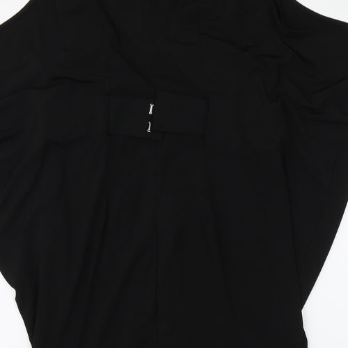 South Womens Black Polyester Basic Blouse Size 14 V-Neck