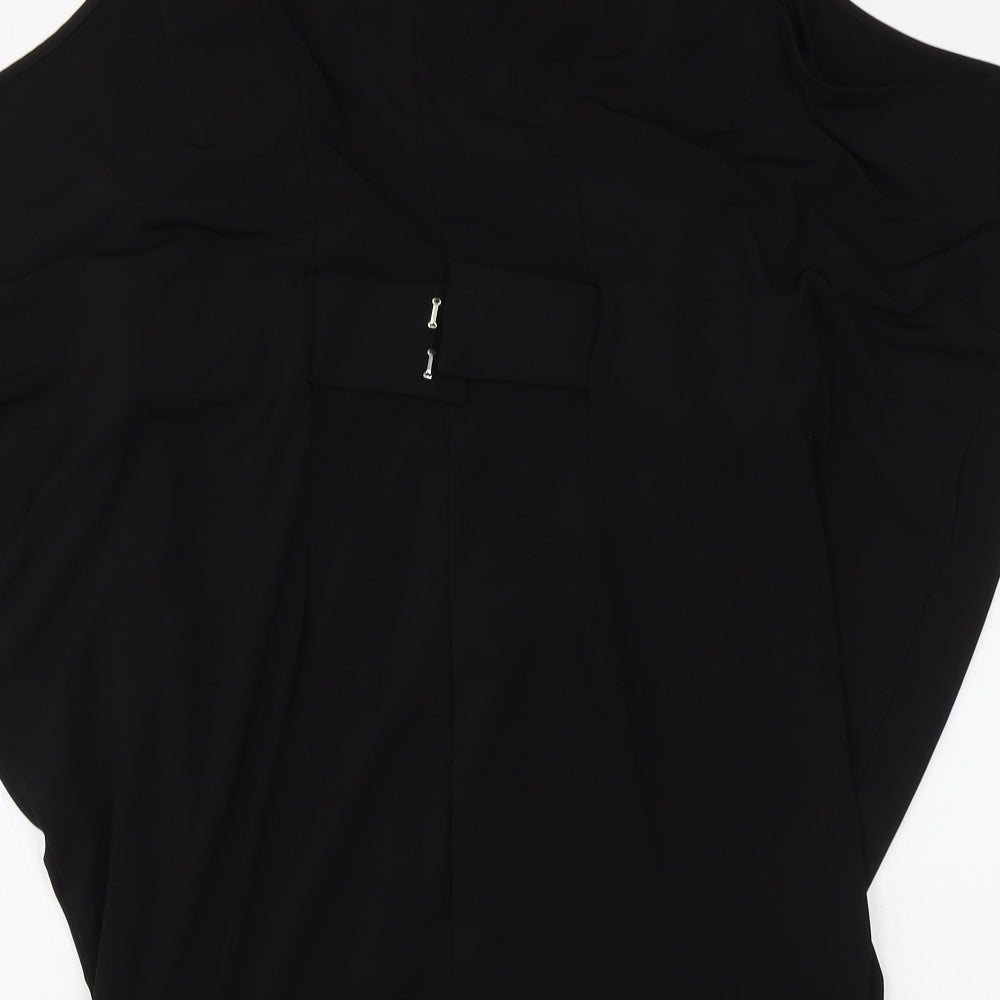 South Womens Black Polyester Basic Blouse Size 14 V-Neck