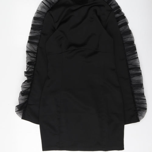 Boohoo Womens Black Polyester A-Line Size 10 High Neck