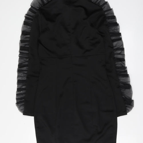Boohoo Womens Black Polyester A-Line Size 10 High Neck