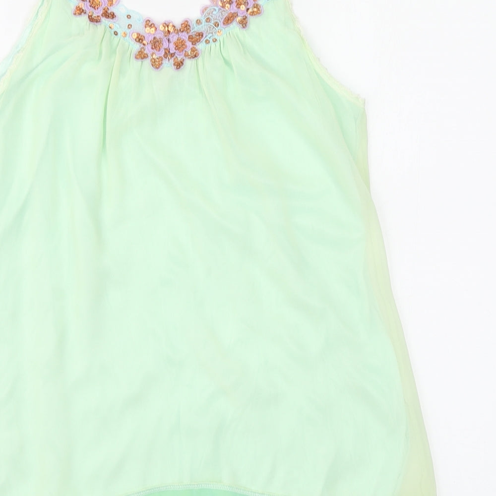 Arrogant Cat Womens Green Polyester Basic Blouse Size S Round Neck