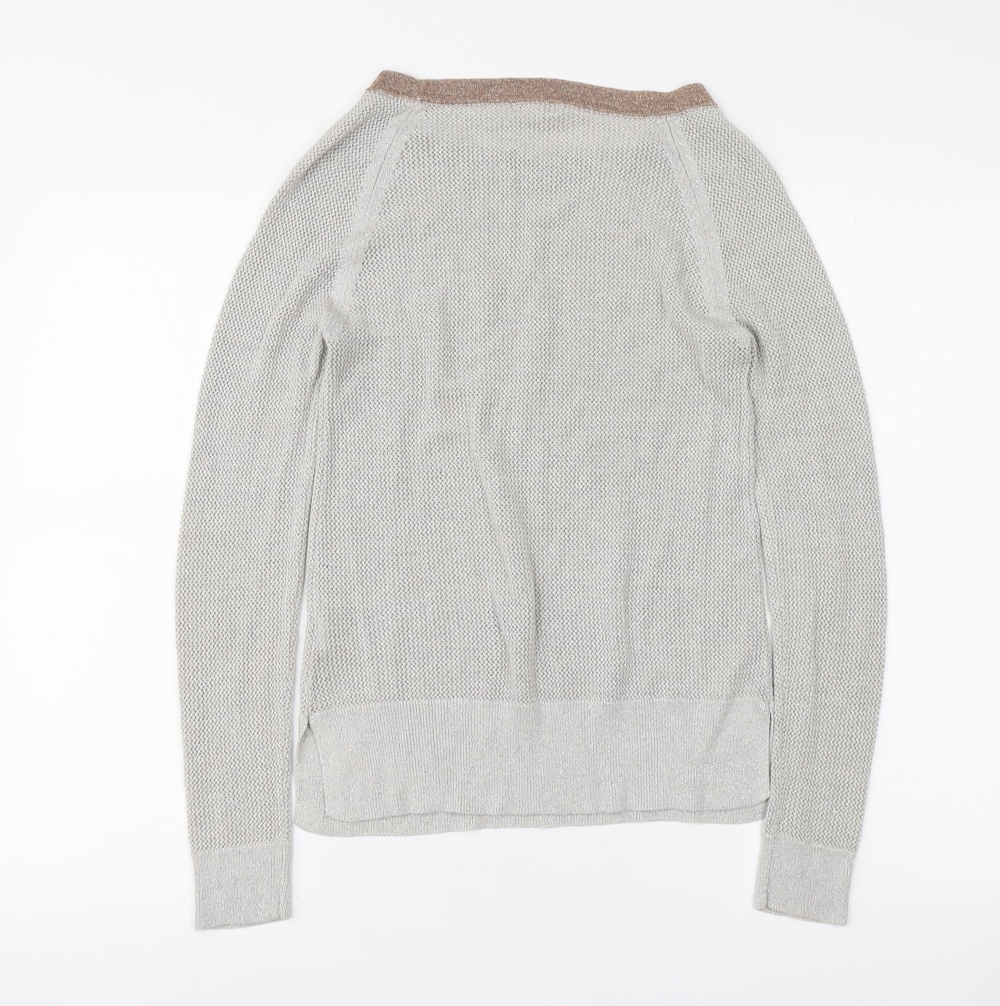 River Island Womens Silver Round Neck Viscose Pullover Jumper Size 8