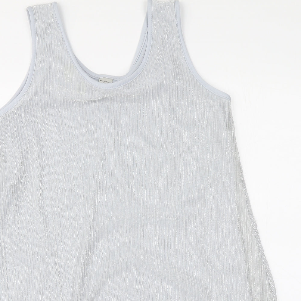 Reflections Womens Silver Polyester Basic Blouse Size L Round Neck