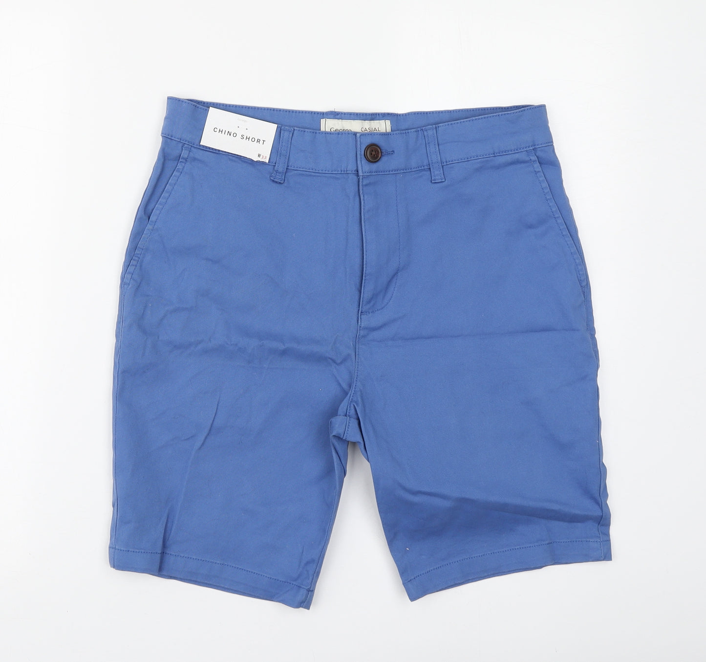 George Mens Blue Cotton Chino Shorts Size 32 L16 in Regular