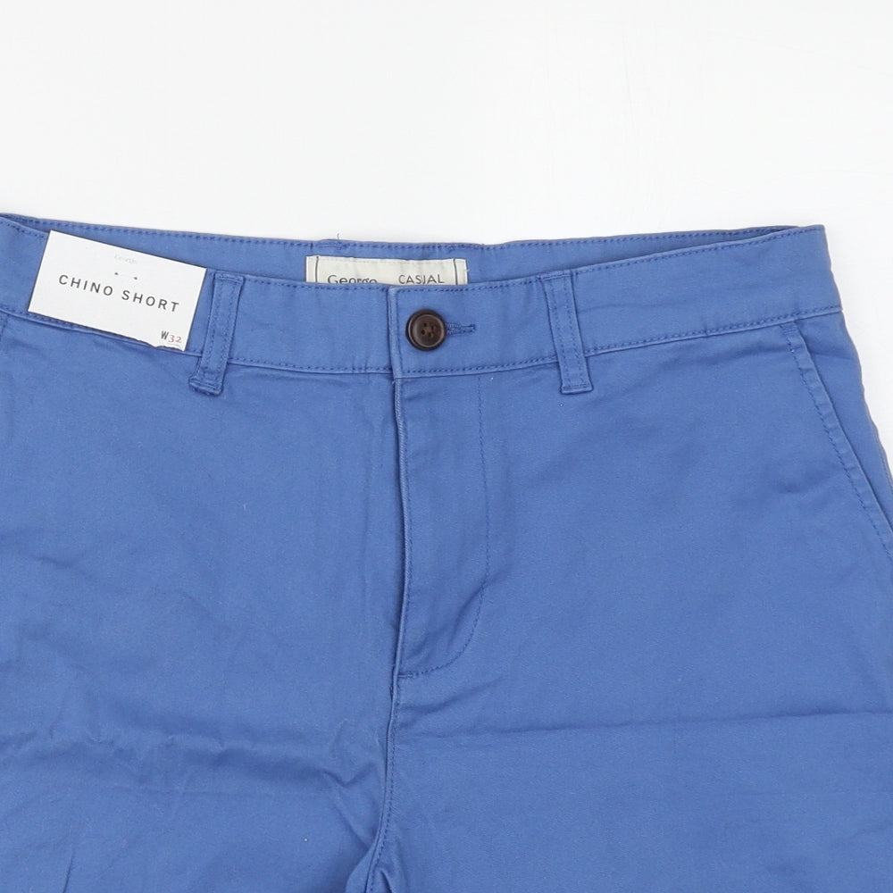George Mens Blue Cotton Chino Shorts Size 32 L16 in Regular