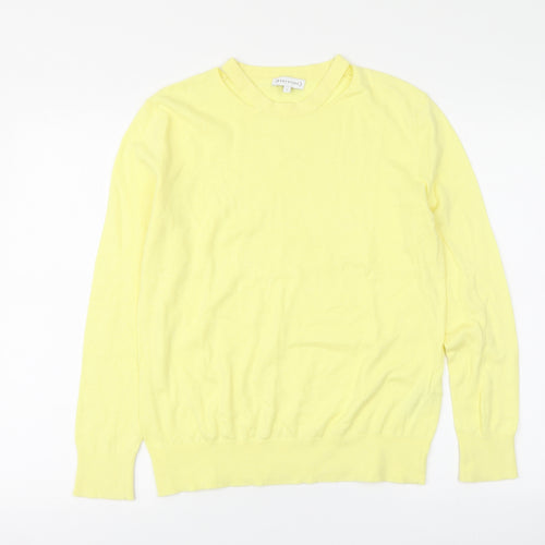 Warehouse Womens Yellow Round Neck Cotton Pullover Jumper Size 6