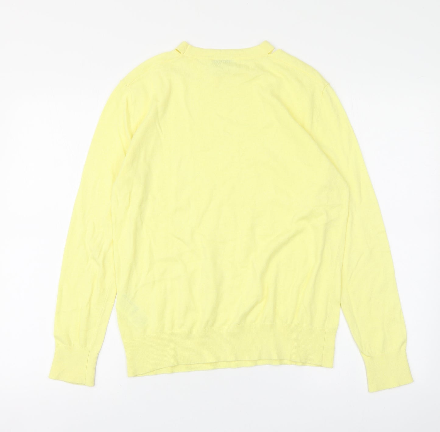 Warehouse Womens Yellow Round Neck Cotton Pullover Jumper Size 6